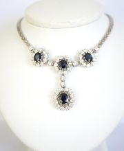 Verkauft  Exclusives 585/000 Weissgold Collier mit Ceylon Safiren 2,25ct Brillanten A2689