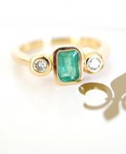 Wertvoller Ring mit ca.1ct Smaragd + 0,16ct Brillanten 750/000 Gelbgold A3035