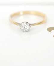 Antiker Art Deco Ring mit 0,25ct Diamanten aus 18ct Gelbgold + Platin A3233