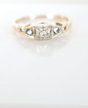 Antiker englischer Art Deco Ring mit Diamanten 18ct Gelbgold + Platin A3249