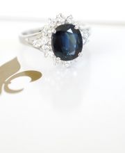 Wunderschöner Ring mit 2,25ct Saphir und Brillanten aus 900/000 Platin A3267