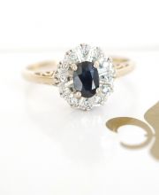 Zauberhafter vintage Ring aus 375/000 Gelbgold mit Saphir und Diamanten B3456