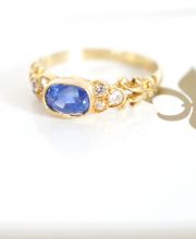 Zauberhafter antiker Art Deco Ring mit Saphir und Diamanten 18ct Gelbgold B3426