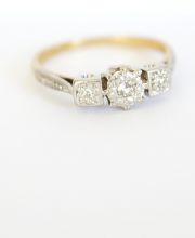 Antiker englischer Art Deco Ring mit Diamanten 750/000 Gelbgold + Platin B3462