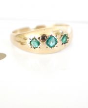 Art-Deco Design Ring mit Smaragden aus 375/000 Gelbgold, England B3510
