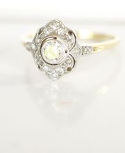 Antiker Art Deco Ring mit 0,55ct Diamanten in 585/000 Gelbgold + Platin B3523