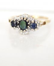 Zauberhafter vintage Ring aus 375/000 Gelbgold mit Saphiren und Diamanten B3530