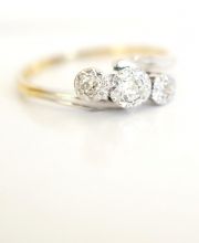 Antiker englischer Art Deco Ring mit Diamanten 750 Gelbgold + Platin B3540