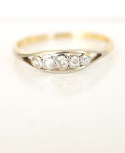Antiker englischer Art Deco Ring 0,15ct Diamanten 750 Gelbgold + Platin B3543