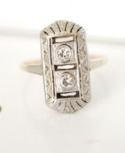 Antiker Art Deco Ring mit 0,20ct Brillanten 585/000 Gelbgold + Platin B3581