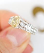 Aparter Ring 750/000 Weissgold 1,08ct gelber Diamant + 0,75ct Brillanten B3301