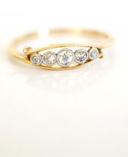 Antiker englischer Art Deco Ring 0,18ct Diamanten 750 Gelbgold + Platin B3542