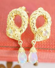 Edle Ohrringe mit Edel Opalen im Schlangen Design 925/000 Silber vergoldet B3608
