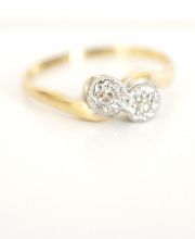 Antiker Art Deco Toi et Moi Ring mit Diamanten 750/000 Gelbgold + Platin B3593