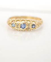 Antiker Jugendstil Ring mit Saphiren + Diamanten aus 750/000 Gelbgold B3595