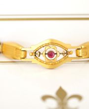 Schnes antikes Gelbgold vergoldetes double Jugendstil Armband um 1910 B3610