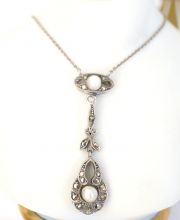 Wunderhübsches antikes Art Deco Collier aus 800 Silber Perlen Markasite B3630