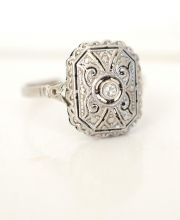 Antiker Art Deco Ring mit Brillanten Solitär aus 585/000 Weissgold B3659