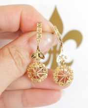 Antike Ohrringe der Belle Epoque mit ca.0,50ct Diamanten 750/000 Gelbgold B3661