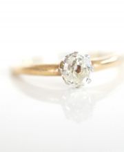 Antiker schöner Ring mit 0,50ct Diamant Solitär aus 750 Gelbgold + Platin B3672