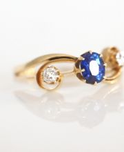 Wunderschöner antiker Jugendstil Ring mit Diamanten+ Saphir 750 Gelbgold B3673