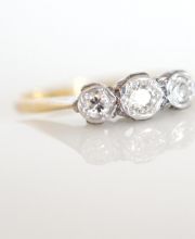 Antiker englischer Art Deco Ring 0,35ct Diamanten 750 Gelbgold + Platin B3666