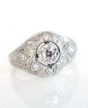 Antiker schöner Art Deco Ring mit 0,60ct Brillanten aus 585/000 Weissgold B3713