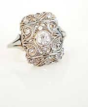 Antiker schöner Art Deco Ring 0,40ct Diamanten aus 585/000 Gold + Platin B3715