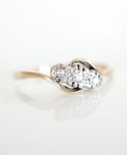 Antiker englischer Art Deco Ring 0,10ct Diamanten 9ct Gelbgold + Platin B3741
