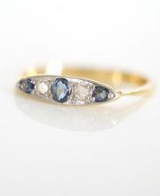 Wunderschöner antiker Art Deco Ring mit Diamanten + Saphiren 750 Gelbgold B3750
