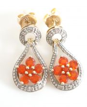 Schöne vintage Ohrringe aus 375/000 Gelbgold mit Feuer Opalen + Diamanten B3746