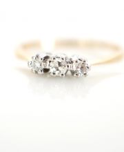 Antiker Art Deco Ring mit ca.0,10ct Diamanten 750/000 Gelbgold + Platin B3772