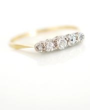 Antiker englischer Art Deco Ring 0,25ct Diamanten 750 Gelbgold + Platin B3779
