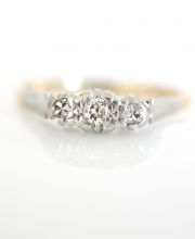 Antiker englischer Art Deco Ring 0,10ct Diamanten 750 Gelbgold + Platin B3771