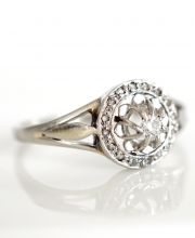 Antiker Art Deco Ring mit 0,25ct Diamanten aus 750/000 Weissgold B3869