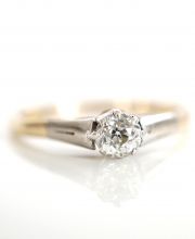 Antiker Art Deco Ring 0,25ct Solitär Diamanten aus 750 Gelbgold+ Platin B3852