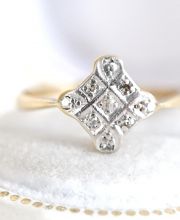 Edler antiker Art Deco Ring mit Diamanten aus 750 Gelbgold + Platin B3856