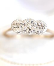 Antiker englischer Art Deco Ring mit Diamanten aus 9ct Gelbgold + Platin B3875