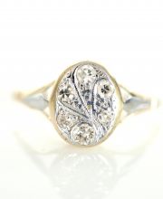 Antiker schöner Art Deco Ring mit 0,15ct Diamanten 750 Gelbgold + Platin B3891