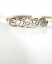 Antiker englischer Art Deco Ring 0,55ct Diamanten 750 Gelbgold + Platin B3907