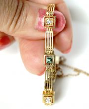 Art Deco Armband Wilhelm Mller Berlin 585 Gelbgold Turmalin + Diamanten B3952
