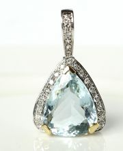 Spektakulrer Anhnger aus 750 Weissgold 14.80ct Aquamarin + Brillanten B3954