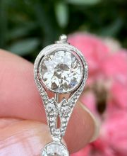 Selten schne Art Deco Brosche aus 585/000 Weissgold mit 3ct Diamanten B3976