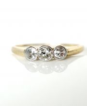 Antiker Art-Deco Ring aus 750/000 Gelbgold + Platin mit 0,55ct Diamanten B3991