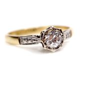 Antiker britischer Art Deco Ring 0,25ct Brillanten Solitr 750 Gelbgold B4043