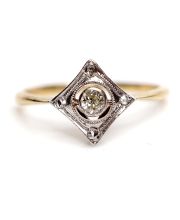 Edler antiker Art Deco Ring mit Diamanten aus 750 Gelbgold + Platin B4045