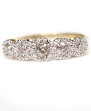 Antiker Art-Deco Ring aus 750/000 Gelbgold + Platin mit 0,35ct Diamanten B4064