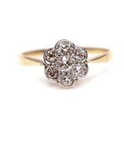 Antiker britischer Art Deco Ring aus 750/000 Gelbgold 0,23ct Diamanten B4062