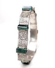 Schweres Modernist Armband aus 800/000 Silber mit Turmalin Nadeln B4077