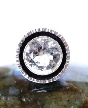 Grosser Modernist Ring aus 925/000 Silber mit schnem Bergkristall B4082
